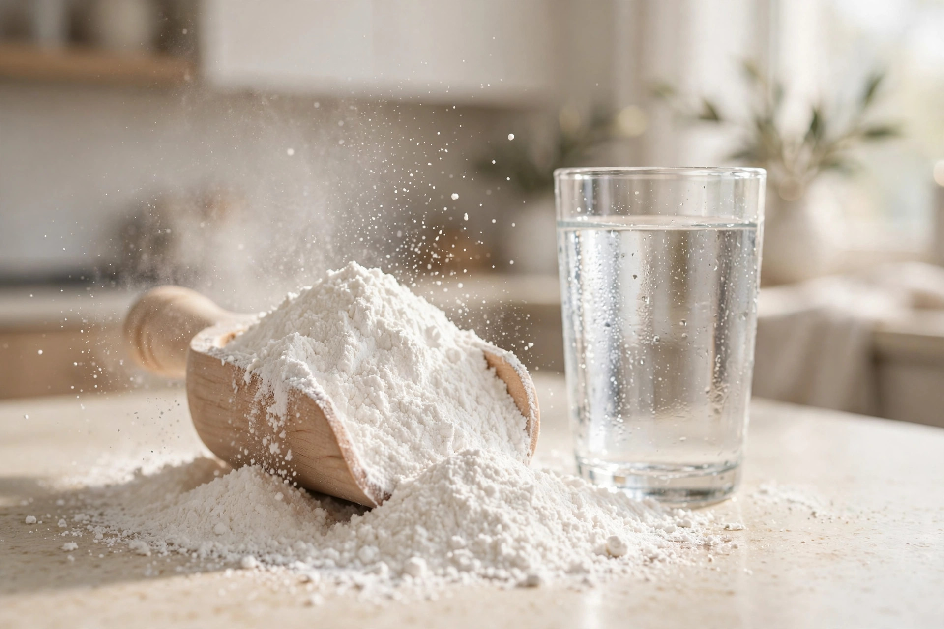 Woman preparing a shake in her kitchen